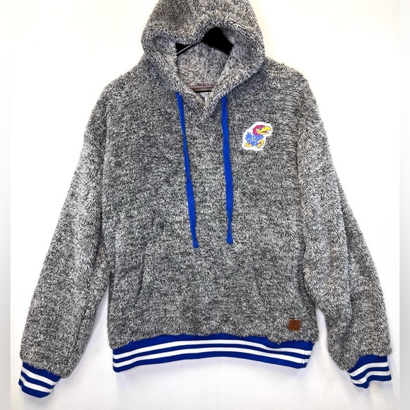 Pressbox womens Kansas Jayhawks KU hoodie sweatshirt sz XL teddy bear collegiate - Picture 1 of 9